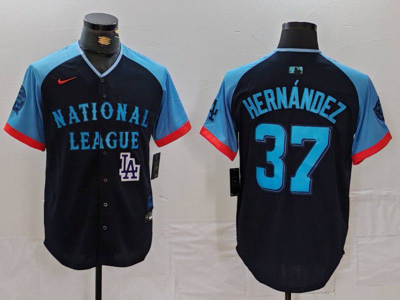 Men Los Angeles Dodgers 37 Hernandez Blue All star 2024 Nike MLB Jersey style 7263